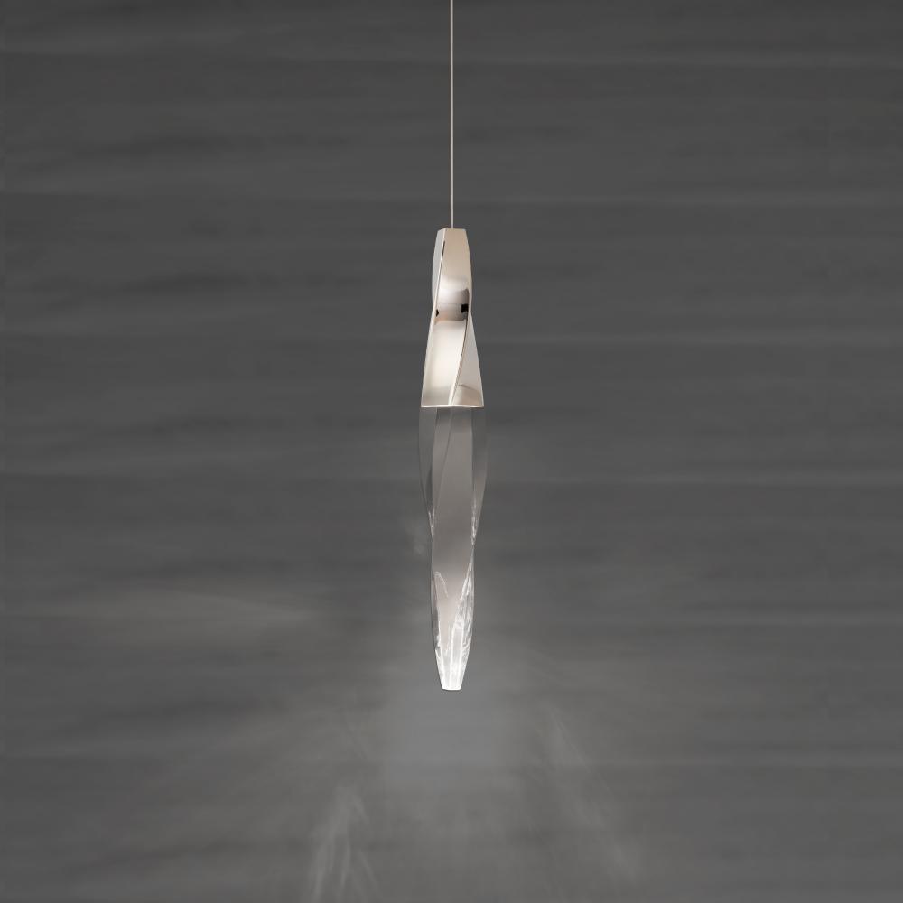 Kindjal 1 Light LED 3000K/3500K/4000K 120V-277V Mini Pendant in Polished Nickel with Clear Optic C