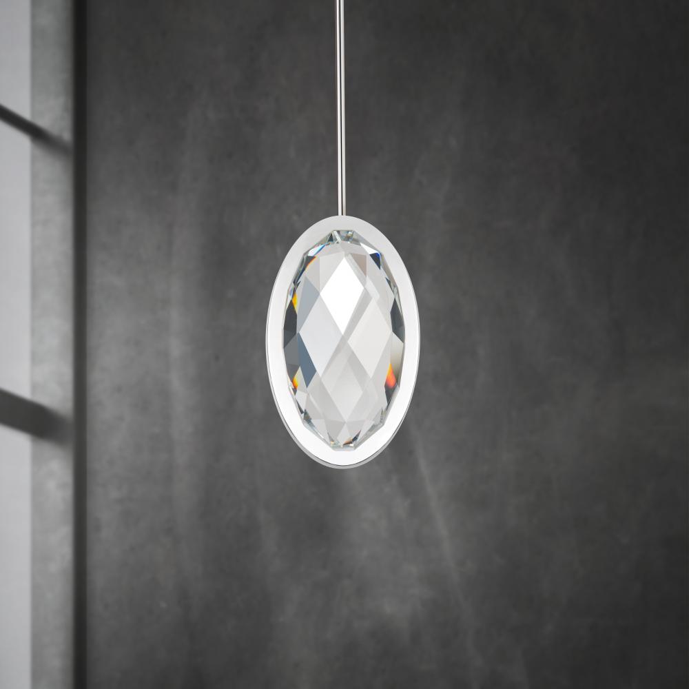 Wonder 10in LED 3000K/3500K/4000K 120V-277V Mini Pendant in Polished Nickel with Clear Optic Cryst