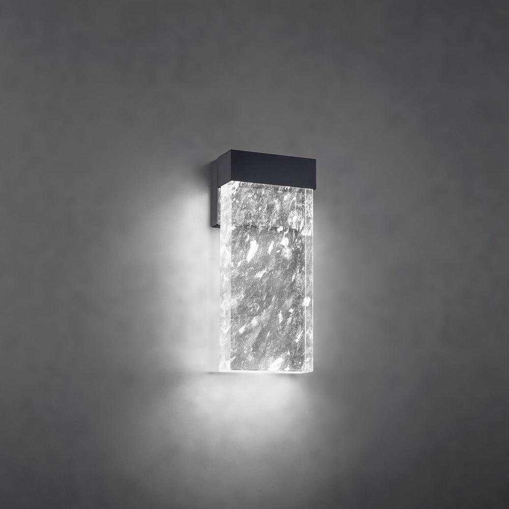 Glacio 14in LED 3000K/3500K/4000K 120V-277V Wall Sconce in Black with Optic Haze Quartz