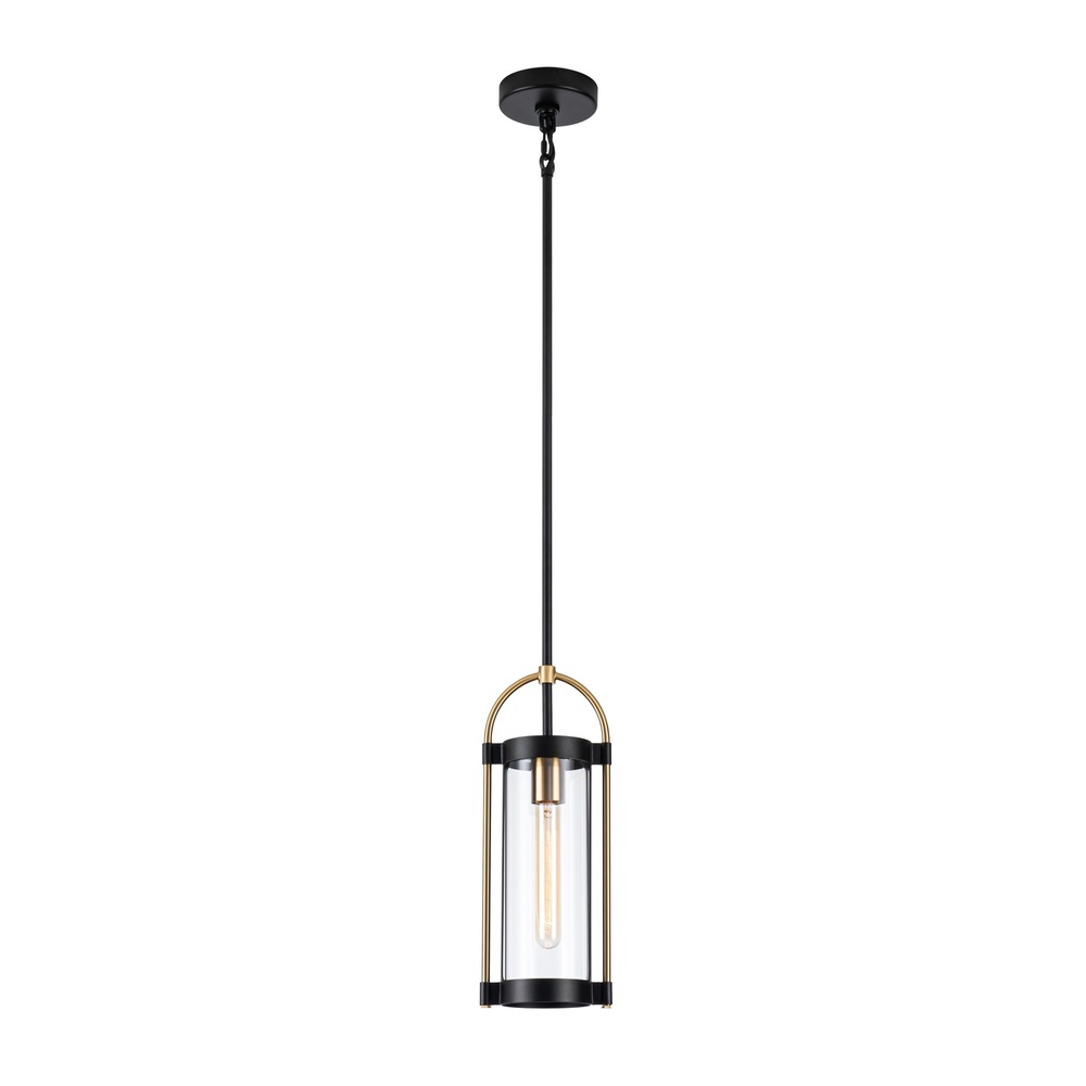 Bonita Collection 1-Light Pendant Black and Brushed Brass