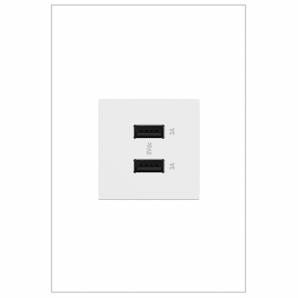 adorne Ultra-Fast USB Type-A/A Outlet Module, White