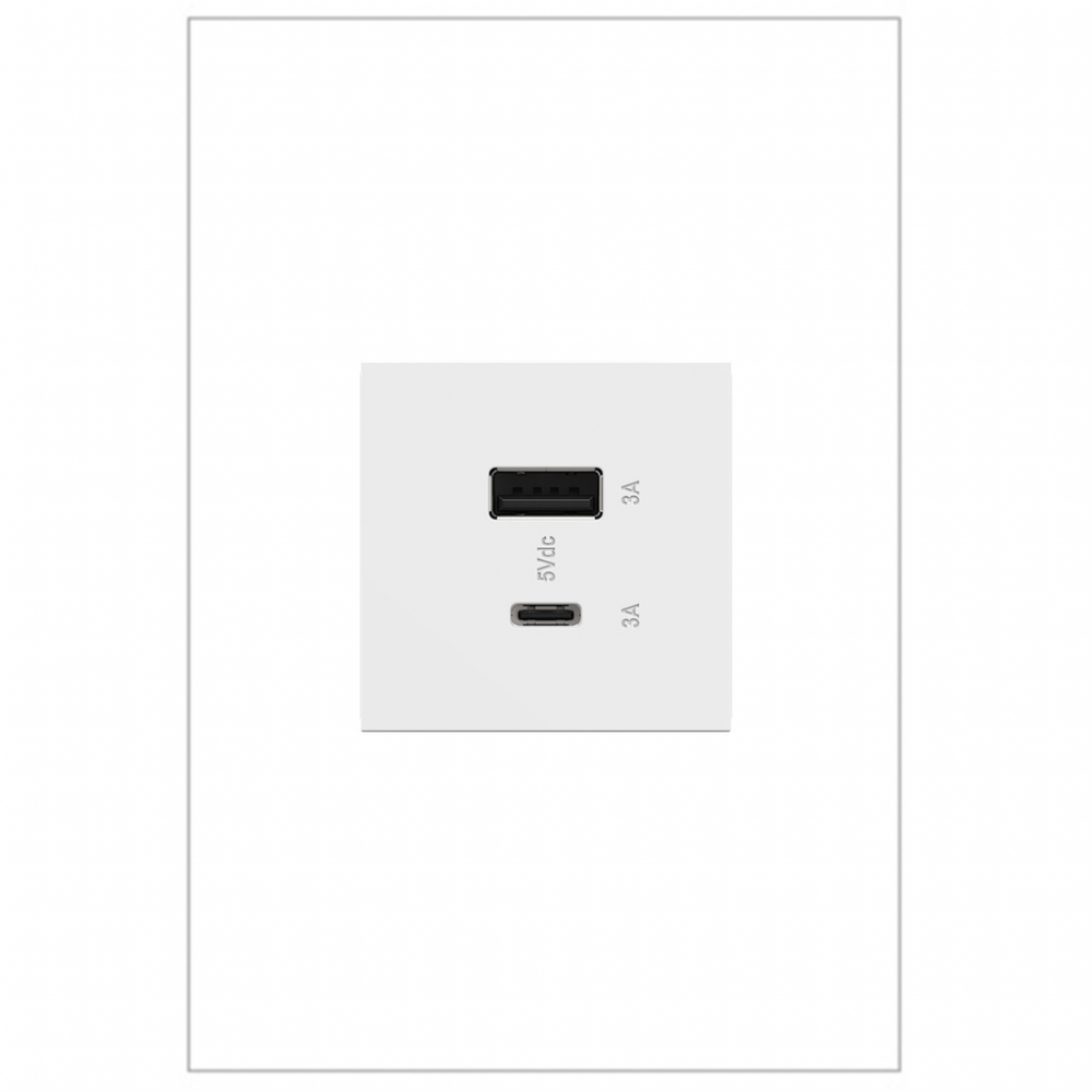 adorne Ultra-Fast USB Type-A/C Outlet Module, White