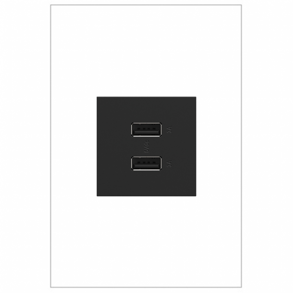 adorne Ultra-Fast USB Type-A/A Outlet Module, Graphite