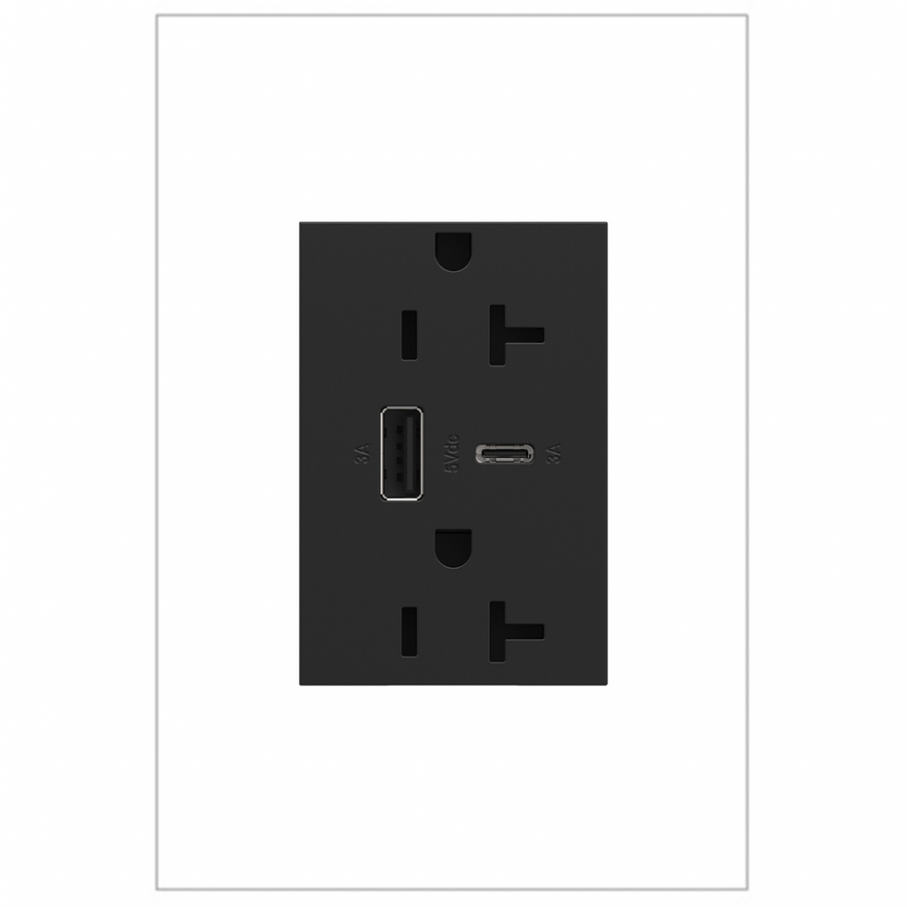 adorne 20A Tamper-Resistant Ultra-Fast USB Type-A/C Outlet, Graphite