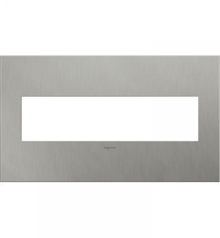 adorne Brushed Stainless Steel Four-Gang Screwless Wall Plate