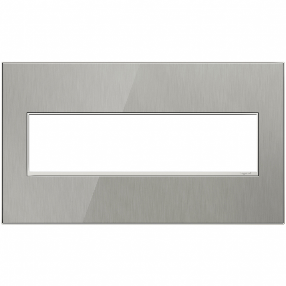 adorne Brushed Stainless Four-Gang Screwless Wall Plate