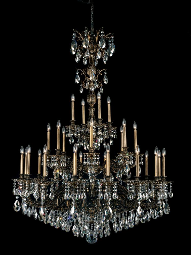 Milano 28 Light 120V Chandelier in Heirloom Gold with Clear Radiance Crystal