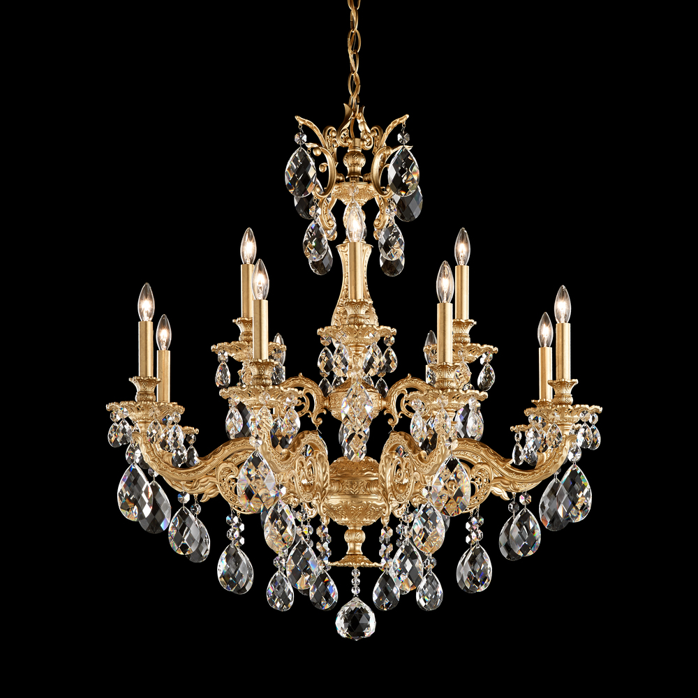 Milano 12 Light 120V Chandelier in Heirloom Gold with Clear Radiance Crystal