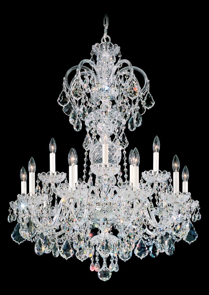 Olde World 15 Light 120V Chandelier in Polished Silver with Clear Radiance Crystal