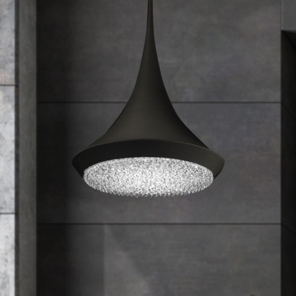 Verita 18in LED 3000K/3500K/4000K 120V-277V Pendant in Black with Clear Optic Crystal