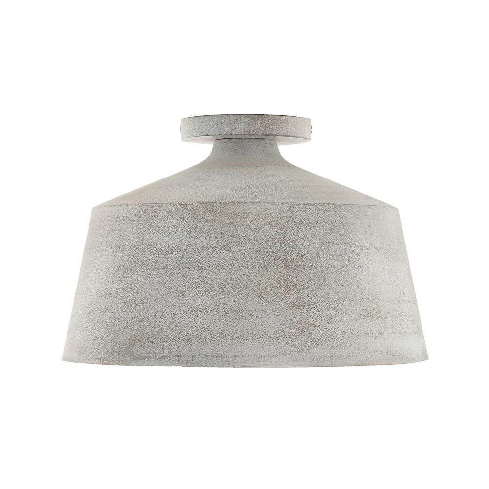 1-Light Tapered Metal Semi Flush in Stucco