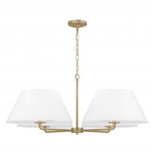 Capital 453241MA - 4-Light Chandelier in Matte Brass with White Fabric Shades and Glass Diffusers