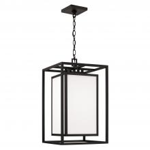 Capital 953114BK - 1-Light Outdoor Modern Square Rectangle Hanging Lantern in Black with Soft White Glass