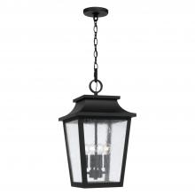 Capital 953344BK - 4-Light Outdoor Tapered Hanging Lantern in Black with Ripple Glass