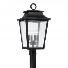 Capital 953345BK - 4-Light Outdoor Tapered Post Lantern in Black with Ripple Glass