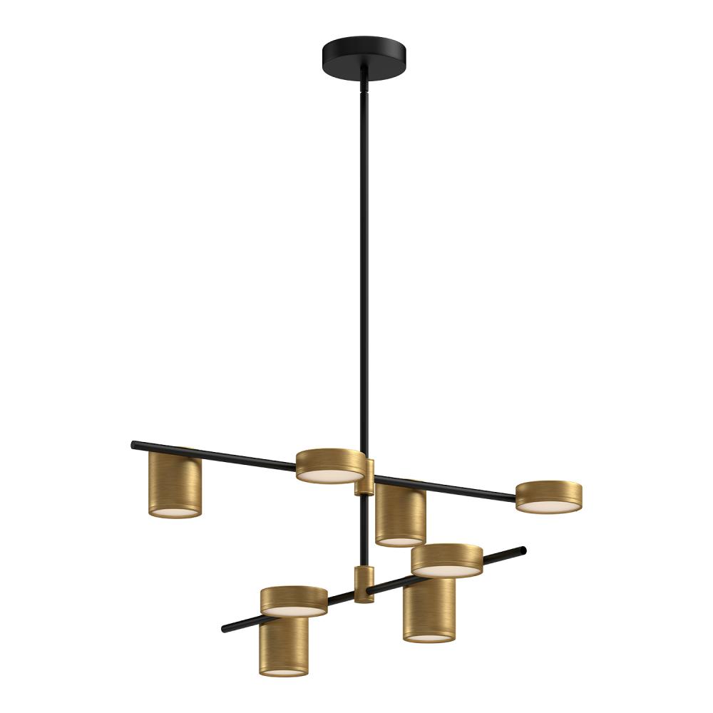 Jayden 40-in Black/Brushed Gold LED Linear Pendant