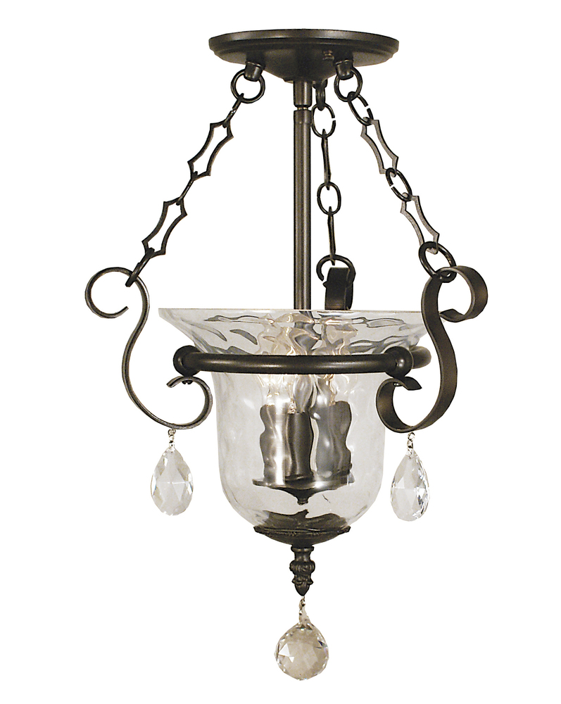 3-Light Brushed Nickel Carcassonne Flush / Semi-Flush Mount